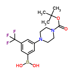 (3-(4-(tert-butoxycarbonyl)piperazin-1-yl)-5-(trifluoromethyl)phenyl)boronic acid Structure