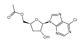 9-(5-O-acetyl-3-deoxy-β-D-erythro-pentofuranosyl)-6-chloro-9H-purine结构式