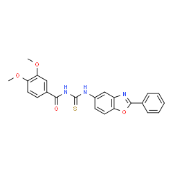 3,4-Dimethoxy-N-[(2-phenyl-1,3-benzoxazol-5-yl)carbamothioyl]benzamide Structure