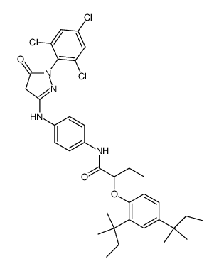 2-[2,4-Bis(1,1-dimethylpropyl)phenoxy]-N-[4-[[[4,5-dihydro-5-oxo-1-(2,4,6-trichlorophenyl)-1H-pyrazol]-3-yl]amino]phenyl]butanamide structure