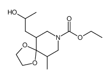 ethyl 6-(2-hydroxypropyl)-10-methyl-1,4-dioxa-8-azaspiro[4.5]decane-8-carboxylate结构式