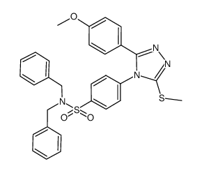 N,N-dibenzyl-4-[3-methylthio-5-(4-methoxyphenyl)-4H-1,2,4-triazol-4-yl]benzenesulfonamide结构式