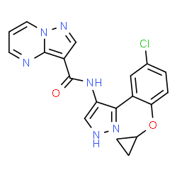 N-(3-(5-chloro-2-cyclopropoxyphenyl)-1H-pyrazol-4-yl)pyrazolo[1,5-a]pyrimidine-3-carboxamide structure