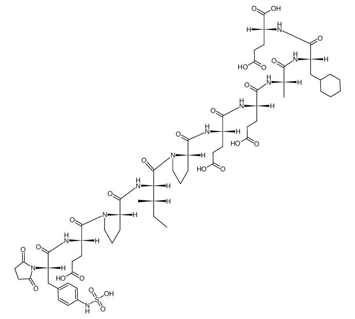 Suc-Phe(p-NHSO3H)-Glu-Pro-Ile-Pro-Glu-Glu-Ala-Cha-D-Glu-OH结构式