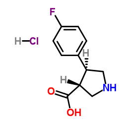 TRANS-4-(4-FLUOROPHENYL)PYRROLIDINE-3-CARBOXYLIC ACID HYDROCHLORIDE结构式