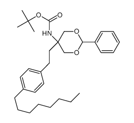 tert-butyl (5-(4-octylphenethyl)-2-phenyl-1,3-dioxan-5-yl)carbamate结构式