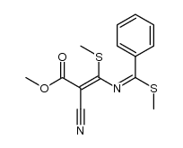 (1E,3Z)-methyl 4-cyano-1,3-dimethylthio-1-phenyl-2-azabuta-1,3-diene-4-carboxylate结构式