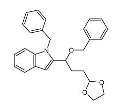 N-Benzyl-2-(3-(1,3-dioxolan-2-yl)-1-benzyloxy-propyl)-indol结构式