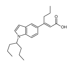 3-(1-heptan-4-ylindol-5-yl)hex-2-enoic acid结构式