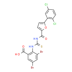 BENZOIC ACID, 3,5-DIBROMO-2-[[[[[5-(2,5-DICHLOROPHENYL)-2-FURANYL]CARBONYL]AMINO]THIOXOMETHYL]AMINO] Structure