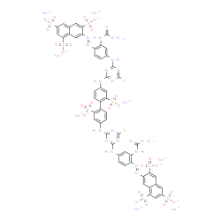 octasodium 7,7'-[(2,2'-disulphonato[1,1'-biphenyl]-4,4'-diyl)bis[imino(6-chloro-1,3,5-triazine-4,2-diyl)imino[2-(carbamoylamino)]-4,1-phenylene]azo]]bis(naphthalene-1,3,6-trisulphonate) picture