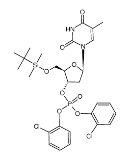 Bis(o-chlorophenyl) 5'-O-(tert-butyldimethylsilyl)thymidine 3'-phosphate结构式