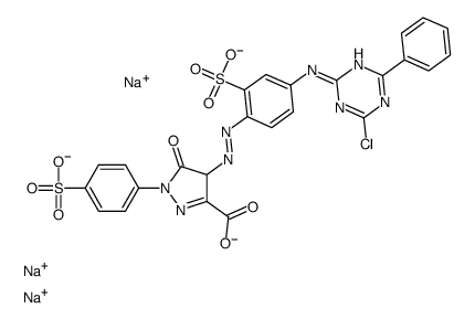 trisodium,4-[[4-[(4-chloro-6-phenyl-1,3,5-triazin-2-yl)amino]-2-sulfonatophenyl]diazenyl]-5-oxo-1-(4-sulfonatophenyl)-4H-pyrazole-3-carboxylate结构式