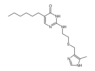 5-Hexyl-2-[2-(5-methyl-1H-imidazol-4-ylmethylsulfanyl)-ethylamino]-3H-pyrimidin-4-one结构式