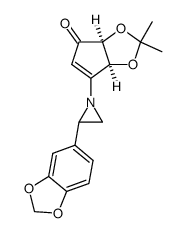 6-(2-benzo[1,3]dioxol-5-yl-aziridin-1-yl)-2,2-dimethyl-3a,6a-dihydro-cyclopenta[1,3]dioxol-4-one结构式