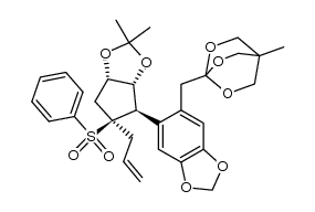 (3aα,4α,5S*,6aα)-(+/-)-4-methyl-1-[[6-[tetrahydro-2,2-dimethyl-5-(phenylsulfonyl)-5-(2-propenyl)-4H-cyclopenta-1,3-dioxol-4-yl]-1,3-benzodioxol-5-yl]methyl]-2,6,7-trioxabicyclo[2.2.2]octane Structure