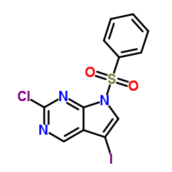 2-Chloro-5-iodo-7-(phenylsulfonyl)-7H-pyrrolo[2,3-d]pyrimidine Structure