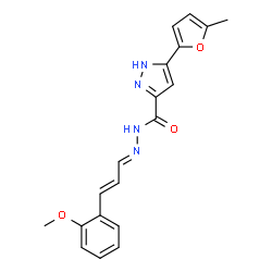 N'-[(1E,2E)-3-(2-methoxyphenyl)prop-2-en-1-ylidene]-3-(5-methylfuran-2-yl)-1H-pyrazole-5-carbohydrazide结构式