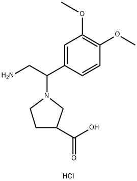 1-[2-Amino-1-(3,4-dimethoxy-phenyl)-ethyl]-pyrrolidine-3-carboxylic acid hydrochloride Structure