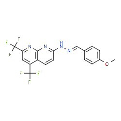 Benzaldehyde, 4-methoxy-, [5,7-bis(trifluoromethyl)-1,8-naphthyridin-2-yl]hydrazone (9CI) picture