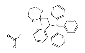 (2-(2-methyl-1,3-dithian-2-yl)-1-phenylethyl)triphenylphosphonium nitrate结构式