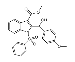 1-benzenesulfonyl-2-[hydroxy-(4-methoxy-phenyl)-methyl]-1H-indole-3-carboxylic acid methyl ester结构式