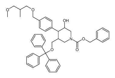 (3R,4R,5S)-3-Hydroxy-4-[4-[[(2S)-3-methoxy-2-methylpropoxy]methyl]phenyl]-5-[(triphenylmethoxy)methyl]-1-piperidinecarboxylic acid phenylmethyl ester结构式