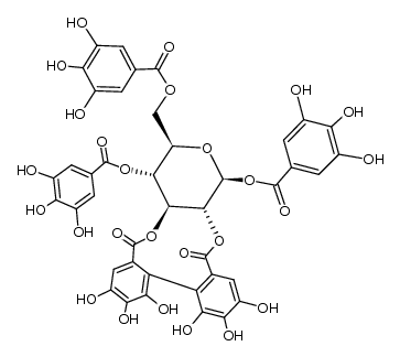 1,4,6-tri-O-galloyl-2,3-(R)-hexahydroxydiphenoyl-β-D-glucose Structure