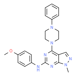 N-(4-methoxyphenyl)-1-methyl-4-(4-phenylpiperazin-1-yl)-1H-pyrazolo[3,4-d]pyrimidin-6-amine结构式