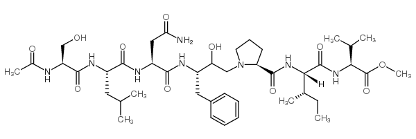 methyl (2S)-2-[[(2S,3S)-2-[[(2S)-1-[3-[[(2S)-2-[[(2S)-2-[[(2S)-2-acetamido-3-hydroxypropanoyl]amino]-4-methylpentanoyl]amino]-4-amino-4-oxobutanoyl]amino]-2-hydroxy-4-phenylbutyl]pyrrolidine-2-carbonyl]amino]-3-methylpentanoyl]amino]-3-methylbutanoate Structure