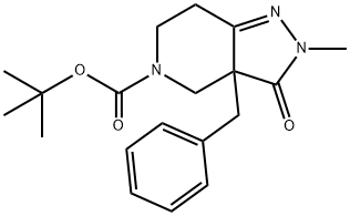 tert-butyl 3a-benzyl-2-methyl-3-oxo-3a,4,6,7-tetrahydro-2h-pyrazolo[4,3-c]pyridine-5(3h)-carboxylate structure