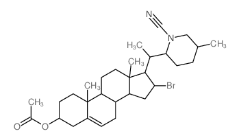 [16-bromo-17-[1-(1-cyano-5-methyl-2-piperidyl)ethyl]-10,13-dimethyl-2,3,4,7,8,9,11,12,14,15,16,17-dodecahydro-1H-cyclopenta[a]phenanthren-3-yl] acetate Structure