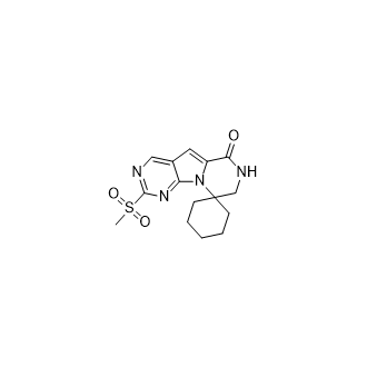 2'-(甲基磺酰基)-7',8'-二氢-6'H-螺[环己烷-1,9'-吡嗪并[1',2':1,5]吡咯并[2,3-D]嘧啶]-6'酮结构式