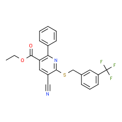 ETHYL 5-CYANO-2-PHENYL-6-([3-(TRIFLUOROMETHYL)BENZYL]SULFANYL)NICOTINATE structure