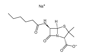 sodium 6-hexanamidopenicillanate Structure