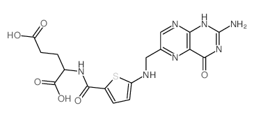 L-Glutamic acid,N-[[5-[[(2-amino-1,4-dihydro-4-oxo-6-pteridinyl)methyl]amino]-2-thienyl]carbonyl]-(9CI) picture