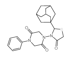 2,5-Piperazinedione, 1-(4-oxo-2-tricyclo(3.3.1.1(3,7))dec-1-yl-3-thiazolidinyl)-4-phenyl- Structure