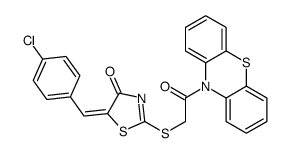 1-(10H-Phenothiazin-10-yl)-2-[5-(4-chlorobenzylidene)-4-oxo-2-thiazolin-2-ylthio]ethanone structure