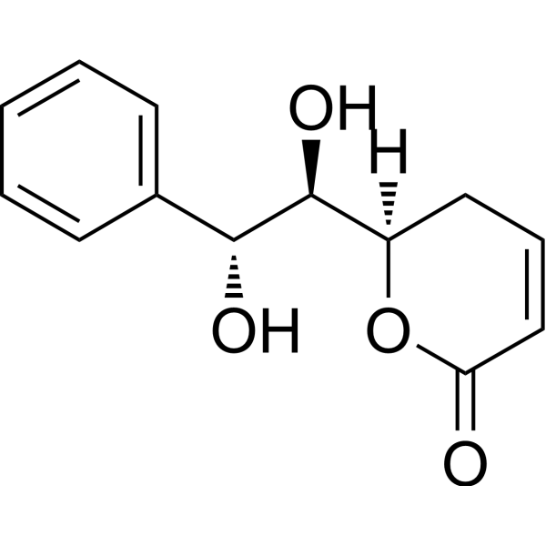 (6R)-6-[(1R,2R)-1,2-二羟基-2-苯基乙基]-5,6-二氢-2H-吡喃-2-酮结构式