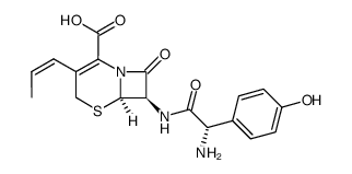 7-[D-α-amino-α-(4-hydroxyphenyl)acetamido]-3-(1-propen-1-yl)-3-cephem-4-carboxylic acid图片