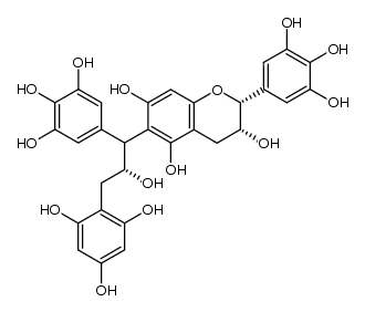 (2R,3R)-6-((2R)-2-hydroxy-3-(2,4,6-trihydroxyphenyl)-1-(3,4,5-trihydroxyphenyl)propyl)-2-(3,4,5-trihydroxyphenyl)chromane-3,5,7-triol结构式