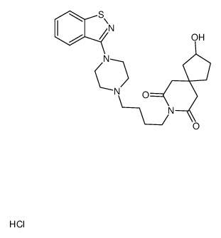 8-<4-<4-(1,2-benzisothiazol-3-yl)-1-piperazinyl>butyl>-2-hydroxy-8-azaspiro<4.5>decane-7,9-dione hydrochloride Structure