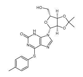 2',3'-O-Isopropylidene-6-[(4-methylphenyl)thio]-2-oxo-9-(β-D-ribofuranosyl)-2,3-dihydropurine结构式