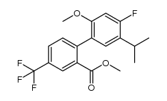 methyl 4'-fluoro-5'-isopropyl-2'-methoxy-4-(trifluoromethyl)-[1,1'-biphenyl]-2-carboxylate结构式