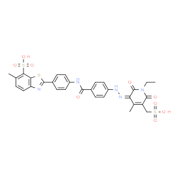 2-[4-[[4-[[1-ethyl-1,6-dihydro-2-hydroxy-4-methyl-6-oxo-5-(sulphomethyl)-3-pyridyl]azo]benzoyl]amino]phenyl]-6-methylbenzothiazole-7-sulphonic acid picture