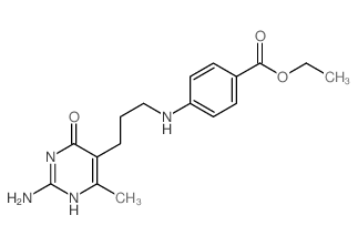 Benzoic acid,4-[[3-(2-amino-1,6-dihydro-4-methyl-6-oxo-5-pyrimidinyl)propyl]amino]-, ethylester Structure