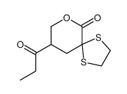 7-propanoyl-9-oxa-1,4-dithiaspiro[4.5]decan-10-one结构式