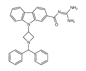 N-(diaminomethylene)-9-[1-(diphenylinethyl)azetidin-3-yl]-9H-carbazole-2-carboxamide结构式