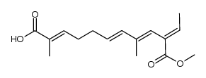 (2E,6E,8E,10E)-10-(methoxycarbonyl)-2,8-dimethyldodeca-2,6,8,10-tetraenoic acid结构式