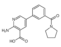 2-amino-5-[3-(pyrrolidine-1-carbonyl)phenyl]pyridine-3-carboxylic acid Structure